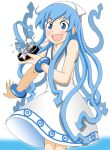  blue_eyes blue_hair chibi dress dual_persona hat ikamusume koneko_no_nikokyuu long_hair mini-ikamusume minigirl shinryaku!_ikamusume tentacle_hair 