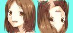  brown_hair earrings face jewelry minami_haruya original rotational_symmetry short_hair smile upside-down 