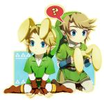  animal_ears blonde_hair blue_eyes bunny_ears dual_persona earrings gloves hat jewelry link lowres muse_(rainforest) nintendo ocarina_of_time pointy_ears the_legend_of_zelda twilight_princess 
