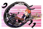  :d american_flag animal_ears bare_shoulders boyaking bunny_ears bunny_tail bunnysuit high_heels monowheel open_mouth orange_hair original pantyhose pointing riding rocket_roadster shoes short_hair smile solo striped striped_background tail wrist_cuffs 