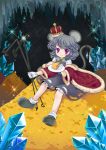 absurdres animal_ears cheese crown dowsing_rod dowsing_rods gloves grey_hair highres iris_(artist) iris_anemone mouse_ears mouse_tail nazrin red_eyes short_hair solo tail touhou white_gloves 