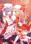  :o absurdres ascot bat_wings blonde_hair fang flandre_scarlet hand_holding highres holding_hands looking_back multiple_girls na_s nazuka_(mikkamisaki) open_mouth ponytail red_eyes remilia_scarlet short_hair siblings side_ponytail sisters slit_pupils smirk thigh-highs thighhighs touhou white_legwear white_thighhighs wings 
