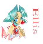  90s battle_arena_toshinden blue_eyes character_name dagger earrings ellis_(battle_arena_toshinden) fingernails green_hair happy jewelry leotard nanase_aoi necklace open_mouth payot see-through short_hair solo weapon white_background wrist_cuffs 