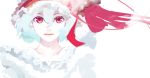  1ten absurdres bad_id blue_hair face hat highres lips red_eyes remilia_scarlet short_hair solo touhou 