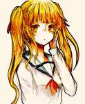  bad_id blonde_hair long_hair nigoru school_uniform serafuku twintails yellow_eyes yusa yusa_(angel_beats!) 