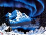  aurora_borealis lake landscape mountain scenic snow 