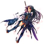  belt black_hair bnahabra_(armor) capcom cat felyne hairband long_hair monster_hunter monster_hunter_portable_3rd red_eyes solo soul_(tamashii) sword thigh-highs thighhighs weapon 