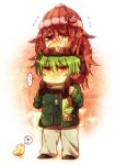  bad_id badge beanie bird button_badge chick chicken dandruff dog_tags flaky flippy green_hair happy_tree_friends hat long_hair mk personification red_eyes red_hair redhead scarf short_hair tears yellow_eyes 