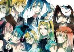  aku_no_musume_(vocaloid) alternate_hairstyle bow collar fingerless_gloves flower formal fox hair_bow hatsune_miku headphones just_be_friends_(vocaloid) kagamine_len kagamine_rin magnet_(vocaloid) mask megurine_luka multiple_persona musunde_hiraite_rasetsu_to_mukuro_(vocaloid) ponytail roshin_yuukai_(vocaloid) saihate_(vocaloid) siblings songover tsukioka_tsukiho uniform vocaloid young 