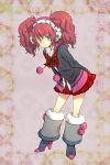  clover_(999) earmuffs fur high_heels jacket miniskirt red_hair redhead school_uniform shoes skirt solo twintails yoshida_sei 
