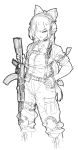  ak-47 assault_rifle fujiwara_no_mokou gun highres long_hair monochrome oekaki one-eyed operator rifle sa_(s610910) solo touhou weapon 