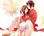  1girl axis_powers_hetalia chinese_clothes couple enishiyukari flower hong_kong_(hetalia) sitting taiwan_(hetalia) 