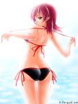  bikini butt_crack copyright_request from_behind horiguchi_hiroshi purple_eyes red_hair redhead short_hair solo swimsuit violet_eyes 