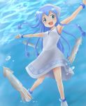  blue_eyes blue_hair dress hat ikamusume long_hair shinryaku!_ikamusume solo squid tentacle_hair tokioto underwater 