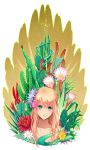  bad_id blonde_hair blush bust cactus chimachi dandelion flower hair_flower hair_ornament highres long_hair original solo 