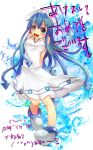  akeome blue_eyes blue_hair dress hat ikamusume long_hair new_year shinryaku!_ikamusume tasuku_(1v1l) tentacle_hair 