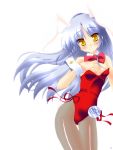  animal_ears blue_hair bunny_ears bunnysuit fishnet_pantyhose fishnets long_hair pantyhose ponytail saano_chia tachibana_kanade tachibana_kanade thigh_gap yellow_eyes 