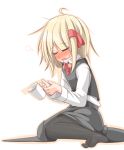  ahoge bad_id black_legwear black_panties blonde_hair blush closed_eyes cup drunk eyes_closed feet hair_ribbon konro panties pantyhose plastic_cup ribbon rumia saliva shamo_(koumakantv) short_hair sitting solo the_embodiment_of_scarlet_devil touhou transparent_background youkai 