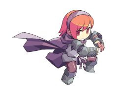  1girl anime_coloring archived_source armor black_belt_(final_fantasy) boots brown_leggings cape couter deformed dougi final_fantasy final_fantasy_iii full_body gauntlets hair_between_eyes hairband itsumo_nokoru karate_gi knee_boots leggings legs_apart martial_arts no_nose open_hands orange_hair pauldrons purple_cape purple_hairband red_eyes refia short_sleeves shoulder_armor sidelocks simple_background solo square_enix standing teeth v-shaped_eyebrows white_background white_dougi 