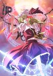  anmitsuyomogi clenched_teeth electricity flandre_scarlet hat laevatein magic_circle red_eyes side_ponytail solo the_embodiment_of_scarlet_devil touhou 