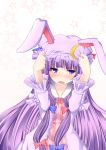  animal_ears blush bunny_ears crescent highres inu3 long_hair patchouli_knowledge purple_eyes purple_hair solo touhou violet_eyes 