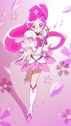  flower hanasaki_tsubomi heartcatch_precure! highres long_hair pink pink_eyes pink_hair ponytail precure shijoh shijou_yukimasa very_long_hair 