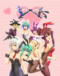  animal_ears ass black_legwear blonde_hair blue_eyes blue_hair blue_legwear braid breasts brown_eyes brown_hair brown_legwear bunny_ears bunnysuit female green_eyes green_hair hat highres horns kicking large_breasts legs leotard long_hair multiple_girls necktie original pantyhose pointy_ears ponytail purple_hair purple_legwear red_eyes short_hair striped striped_legwear striped_pantyhose surume_(clavis) thigh-highs thighhighs thighs white_hair witch_hat 