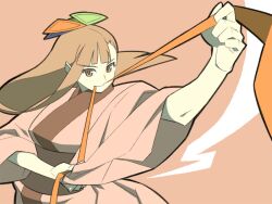  1girl 95-tan anime_coloring archived_source asymmetrical_bangs black_outline blue_bow blunt_bangs blunt_ends bow breasts brown_eyes brown_sash closed_mouth clothes_grab futaba_channel green_bow hair_bow itsumo_nokoru japanese_clothes kimono long_hair long_sidelocks long_sleeves looking_at_viewer medium_breasts mouth_hold multicolored_bow obi os-tan outline pink_background pink_kimono pink_sleeves pink_theme red_bow red_ribbon ribbon sash sidelocks simple_background single_sidelock sleeve_grab solo tasuki thick_outlines tying upper_body v-shaped_eyebrows wide_sleeves yellow_bow 