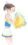  cheerleader gloves hair_ornament hairclip highres original pom_poms short_ponytail skirt solo sweat tokai_knight 