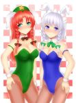  animal_ears breasts bunny_ears bunny_tail bunnysuit cleavage highres hong_meiling interstellar izayoi_sakuya multiple_girls pantyhose tail the_embodiment_of_scarlet_devil touhou wrist_cuffs 