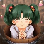  33kudo bucket child closed_eyes eyes_closed girl_in_bucket hair_bobbles hair_ornament heart in_bucket in_container kisume short_hair solo touhou twintails 