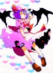  blue_hair hat highres loafers remilia_scarlet shoes short_hair silver_hair solo sw touhou wings wink 