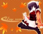  autumn catgirl maid orange thighhighs wallpaper 