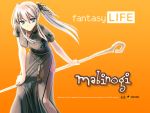  china_dress chinese_clothes long_hair mabinogi nao side_slit silver_hair staff thighhighs twintails wallpaper 