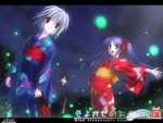  japanese_clothes kimono narukaze_minamo tsukishiro_hikari wallpaper wind wind_a_breath_of_heart yukata 