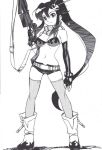  artist_request bare_shoulders belt bikini_top boots breasts cleavage fingerless_gloves frown gloves gun hair_ornament long_hair midriff monochrome ponytail rifle scarf short_shorts shorts solo standing studded_belt tengen_toppa_gurren-lagann tengen_toppa_gurren_lagann thigh-highs thighhighs weapon yoko_littner yoko_ritona 