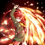  long_hair red_eyes red_hair redhead retishia school_uniform shakugan_no_shana shana sword weapon 