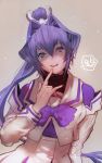  mitsurugi_meiya muvluv muvluv_alternative naisho_na_zuku_doori ponytail purple_hair school_uniform 