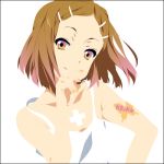  brown_hair butterfly extra hair_ornament hairclip iida_keiko k-on! lowres mizuki_makoto smile solo tattoo 