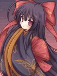  black_hair blush bow japanese_clothes kimono long_hair mikan_(5555) nue_(tayutama) red_eyes ribbon tayutama 