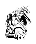  foglia greened highres horn horns hoshiguma_yuugi monochrome muscle solo touhou 