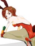  animal_ears bare_back breasts brown_eyes brown_hair bunny bunny_ears bunnysuit carrot high_heels meiko pantyhose rabbit shoes short_hair solo tattoo thigh-highs thighhighs vocaloid 