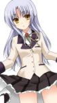  :&lt; angel_beats! blazer kiseki kiseki_(poison) long_hair school_uniform silver_hair skirt tachibana_kanade tachibana_kanade yellow_eyes 