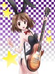  ass bare_legs brown_eyes brown_hair bunny_ears bunnysuit derika guitar hirasawa_yui instrument k-on! looking_back short_hair 