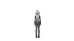  alternate_costume alternate_hairstyle cyber_diver_(vocaloid) from_behind long_hair long_sleeves monochrome pants standing sweater vocaloid voyakiloid white_hair yowane_haku 
