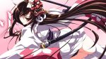  artist_request brown_eyes brown_hair fire hinomoto_oniko hogehoge_(16x9are) horns japanese_clothes katana kimono long_hair mask oni oni_mask original personification scabbard sheath source_request sword translated very_long_hair weapon 