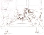  akiyama_mio chemise couch dancho_(danch) highres k-on! lying monochrome multiple_girls sandals sketch tainaka_ritsu 