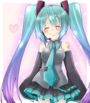  blush closed_eyes colored detached_sleeves eyes_closed hatsune_miku headset long_hair matthew_(yo_matthew) necktie skirt smile smle twintails very_long_hair vocaloid 