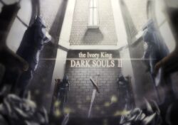  4boys armor brick_wall chair commentary_request copyright_name dark_souls_(series) dark_souls_ii full_body helm helmet ice indoors kirisame_tarou knight loyce_knight male_focus multiple_boys pauldrons planted planted_sword shoulder_armor standing sword weapon window 