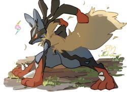  1other black_fur blue_fur cc8nw42u15apug0 furry lucario mega_evolution_symbol mega_lucario mega_pokemon multicolored_fur pokemon pokemon_(creature) red_eyes red_fur snout solo spikes yellow_fur 